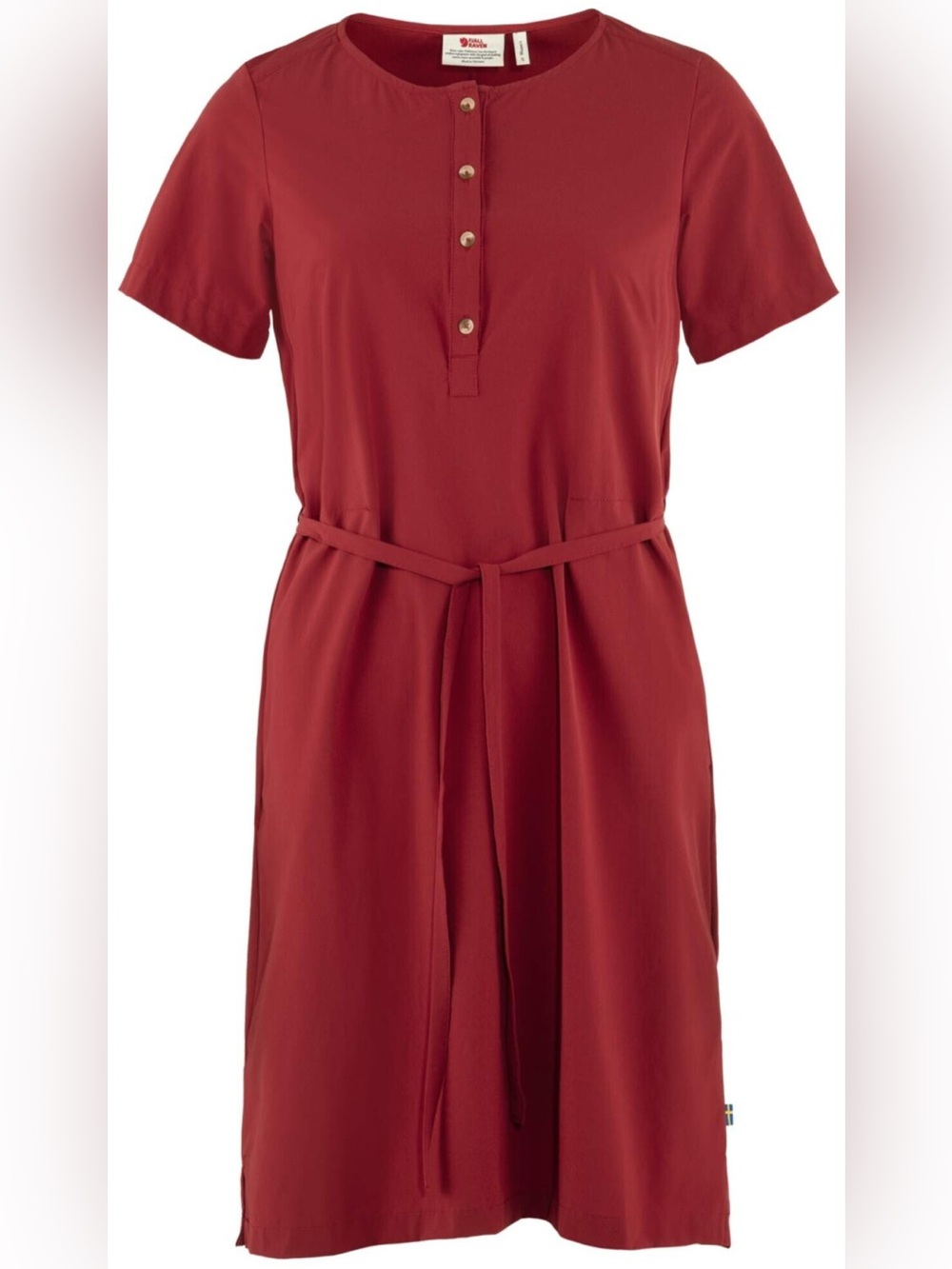 Fjallraven Ovik lite tie waist dress in pomegranate sz L granola girl mountain